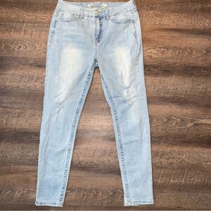 Seven7 Tummyless High Rise Skinny Distressed Jeans Size 12